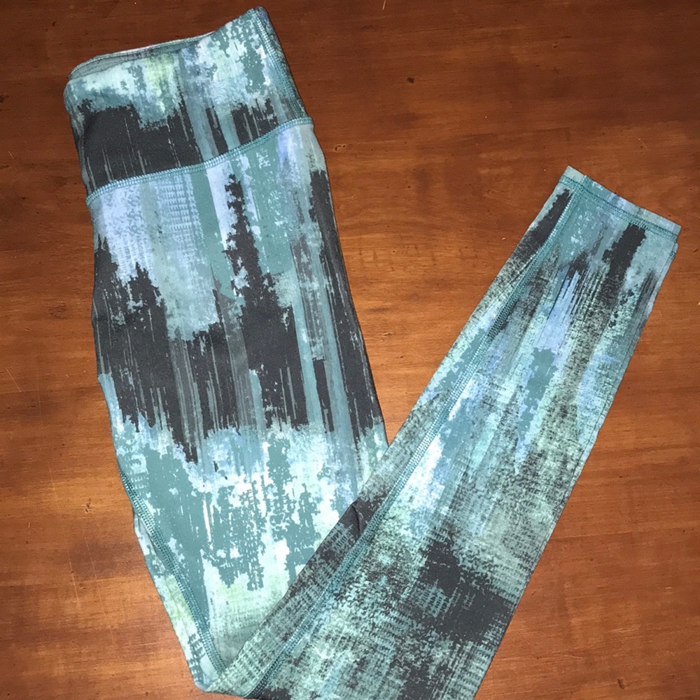 ALO Yoga Teal Black Abstract Print High-Rise Leggings